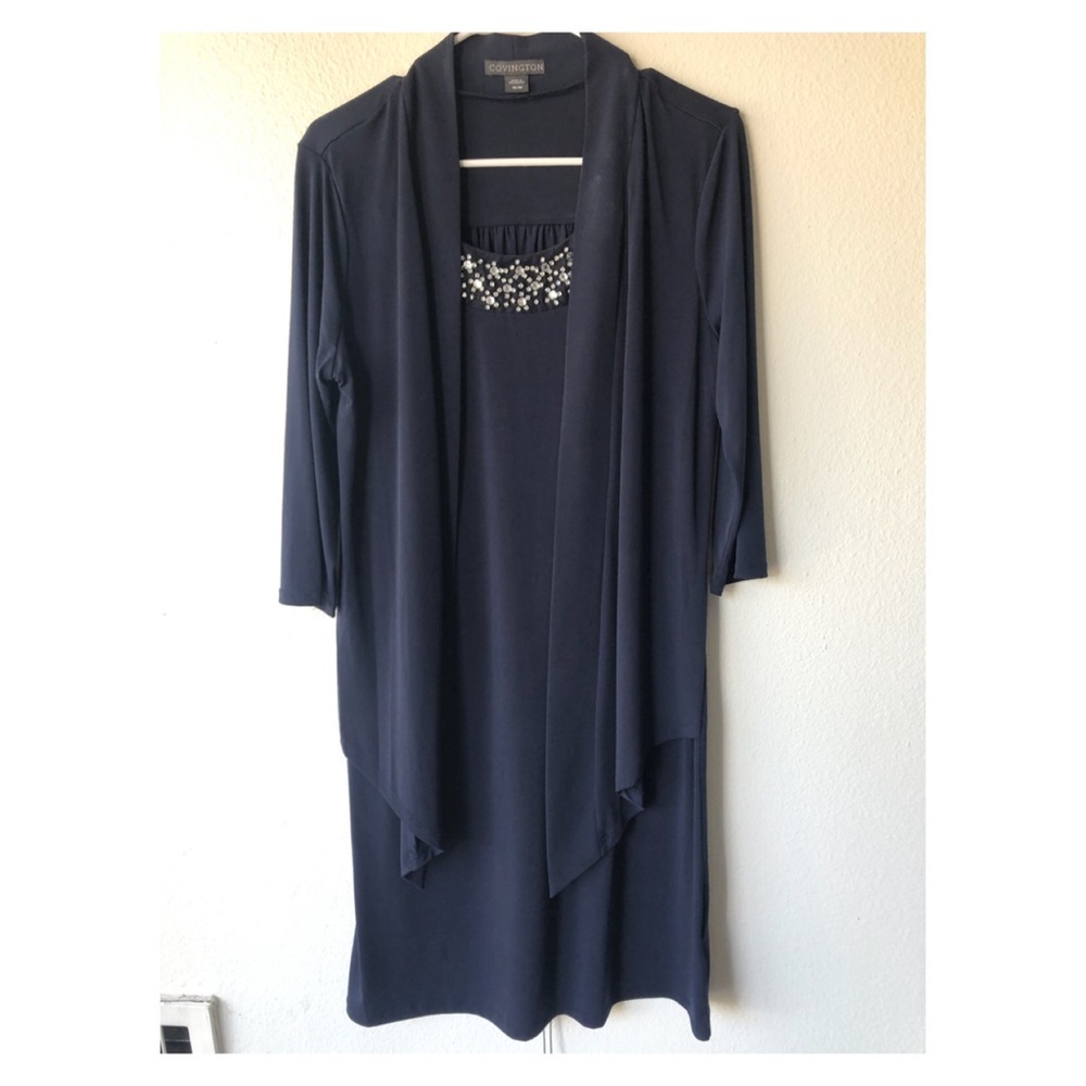 Cardigan like dress w/ rhinestone on the collar